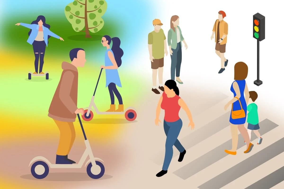 Consejos para la movilidad eléctrica con patinete y los peatones